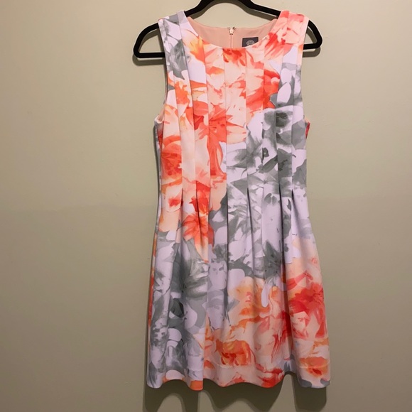 Vince Camuto Dresses & Skirts - Vince Camuto | Sunset Pink & Grey Tullip Fit and Flare Midi Dress